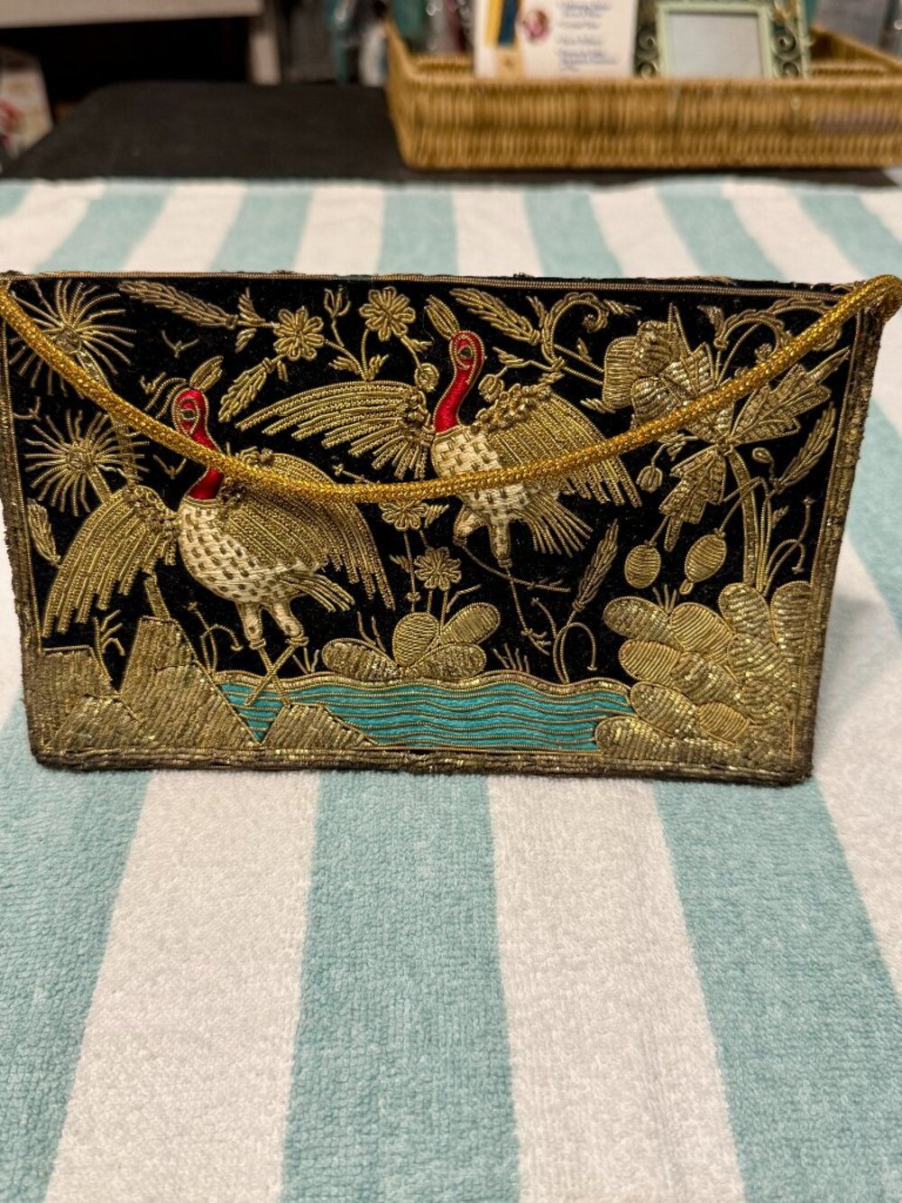 VINTAGE - Black Velvet with Zardozi Embroidery Clutch Handbag